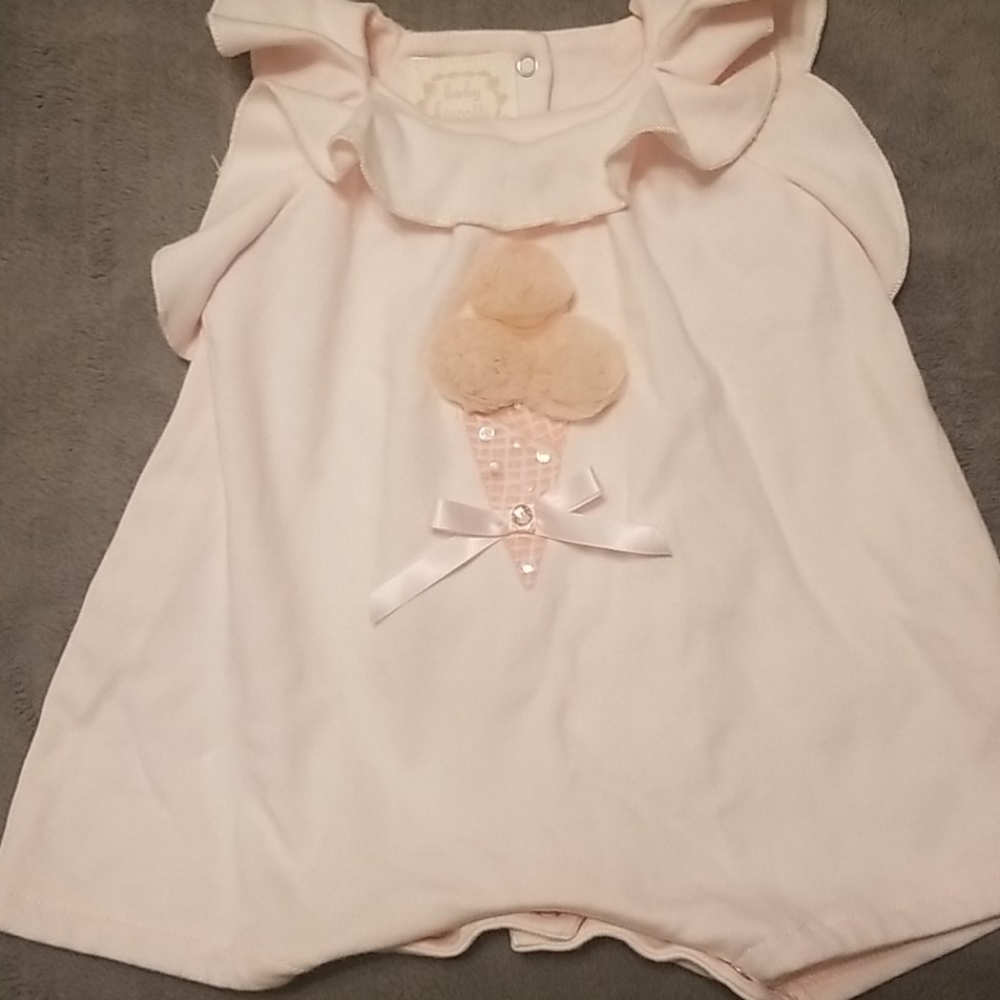 Baby biscotti pink ice cream romper